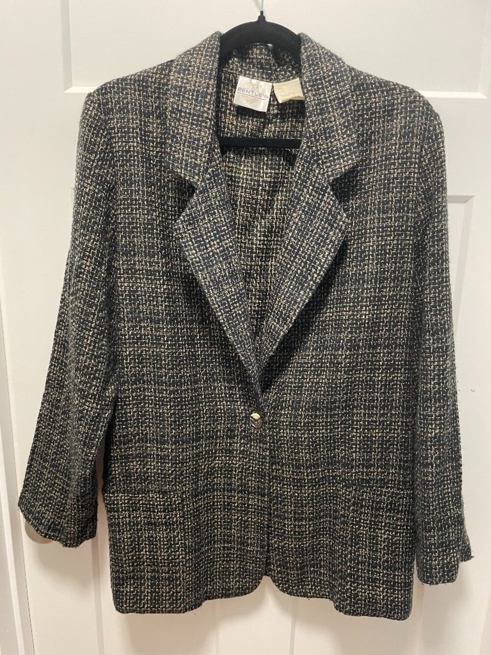 Vintage Slouchy Bentley Knit‎ Tweed Blazer Jacket Oversized Officecore